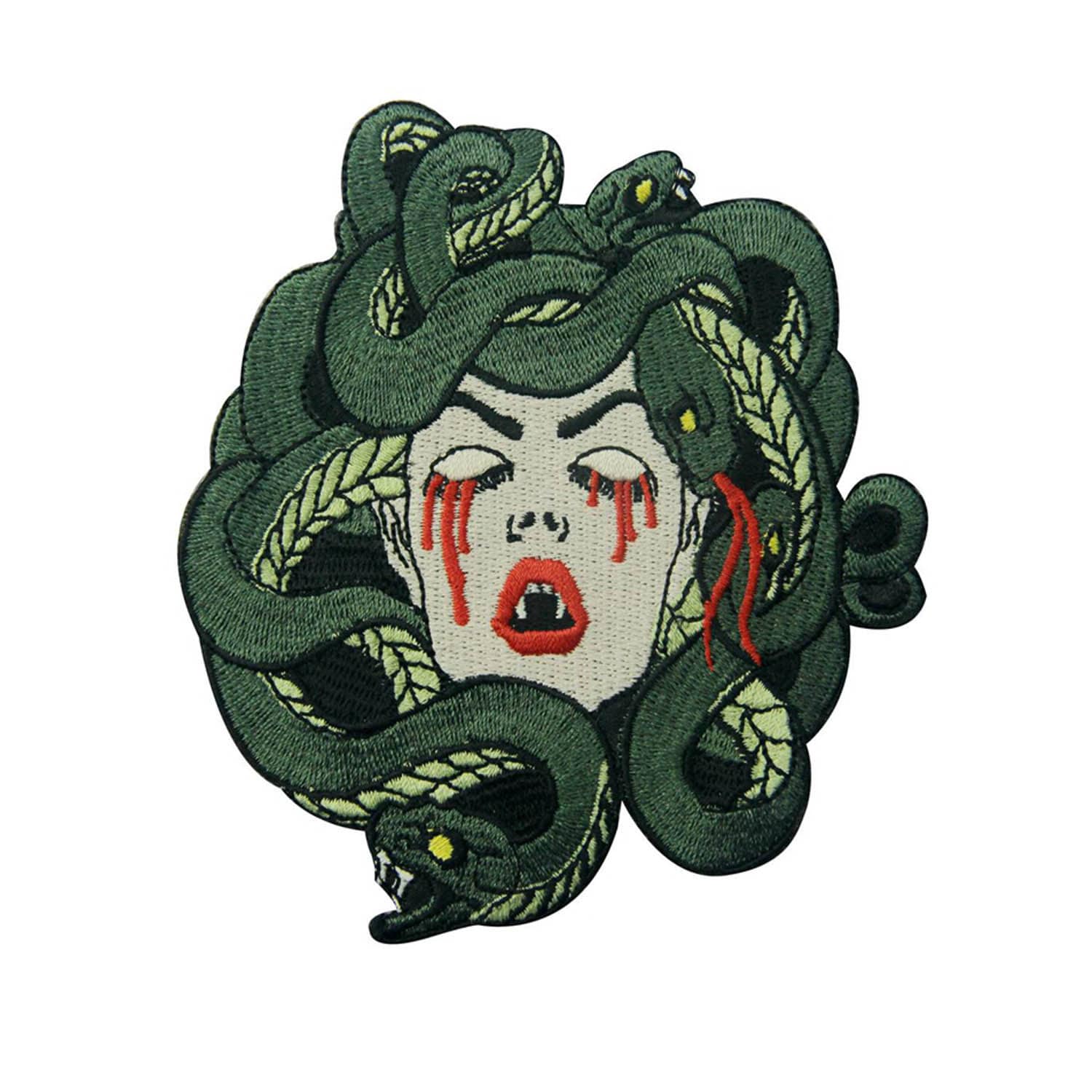 Gestickt Die Blutung Medusa Abzeichen Eisen Auf Nähen Applikation Patch von EmbirdPatch