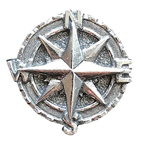 Emblems-Gifts Maritime Kompass Handgefertigt aus Bleifrei Zinn Revers Anstecknadel (Wa) + 59mm Knopf-Abzeichen von Emblems-Gifts