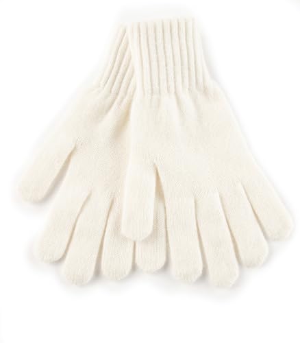 Embouro 100% Kaschmirhandschuhe für Damen, Jersey Knit Ultra Soft Damen reine Kaschmirhandschuhe für den Winter (Weiß) von Embouro