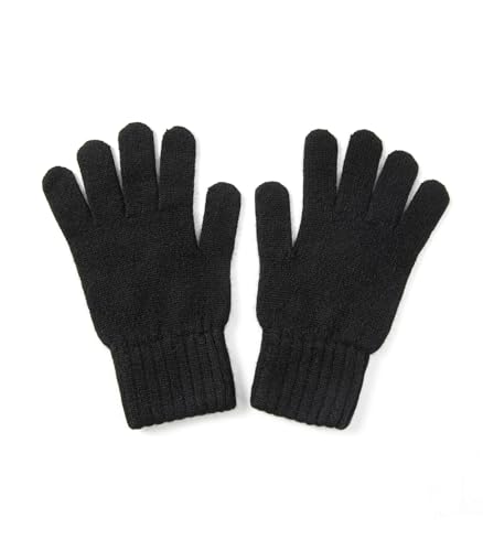 Embouro Herrenhandschuhe aus 100% Kaschmir, gestrickte ultraweiche Handschuhe aus reinem Kaschmir mit geripptem Bündchen (Schwarz) von Embouro