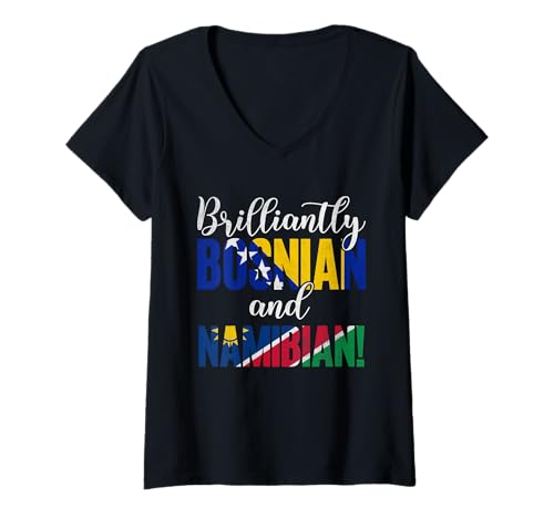 Damen Brillant bosnische und namibische gemischte Nationalitäten T-Shirt mit V-Ausschnitt Damen Brillant bosnische und namibische gemischte Nationalitäten T-Shirt mit V-Ausschnitt von Embrace Mixed Nationalities Bosnian Namibian