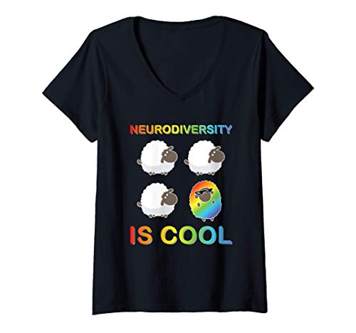 Damen Neurodiversität ADHS Bewusstsein-Autismus Neurodiversity T-Shirt mit V-Ausschnitt von Embrace Neurodiversity ADHD & Autism Awareness