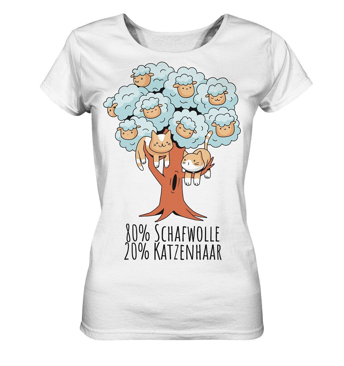 Katzen T-Shirt/Lustiger Spruch Für Katzenfreunde 80 Prozent Schafwolle 20 Katzenhaar Mama Shirt - Ladies Organic von EmbraceYourDream