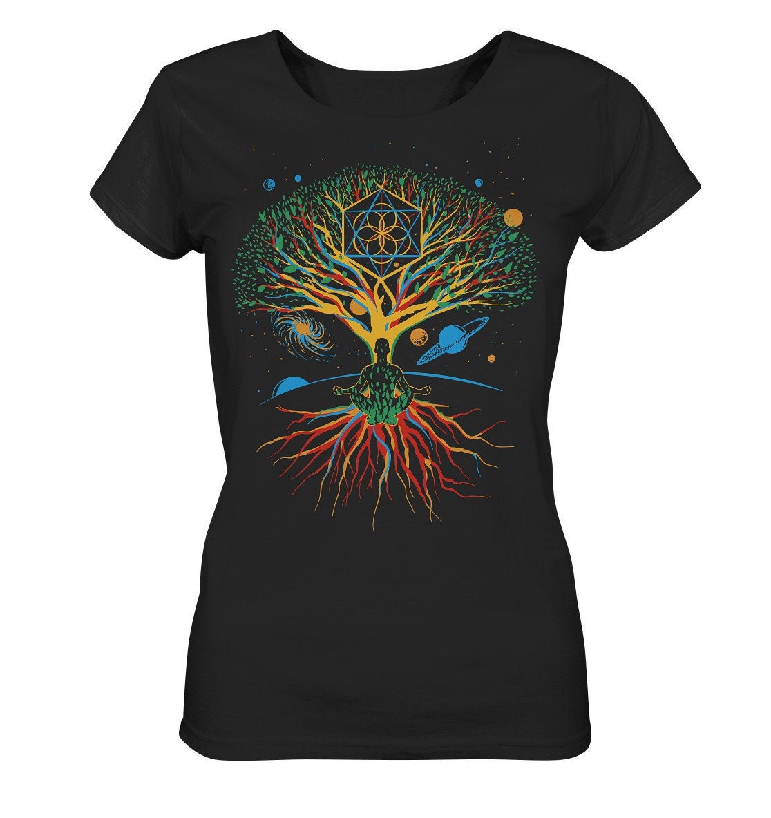 Meditation Shirt/Becoming One With The Universe Yoga T Geschenk Baum Des Lebens - Ladies Organic von EmbraceYourDream