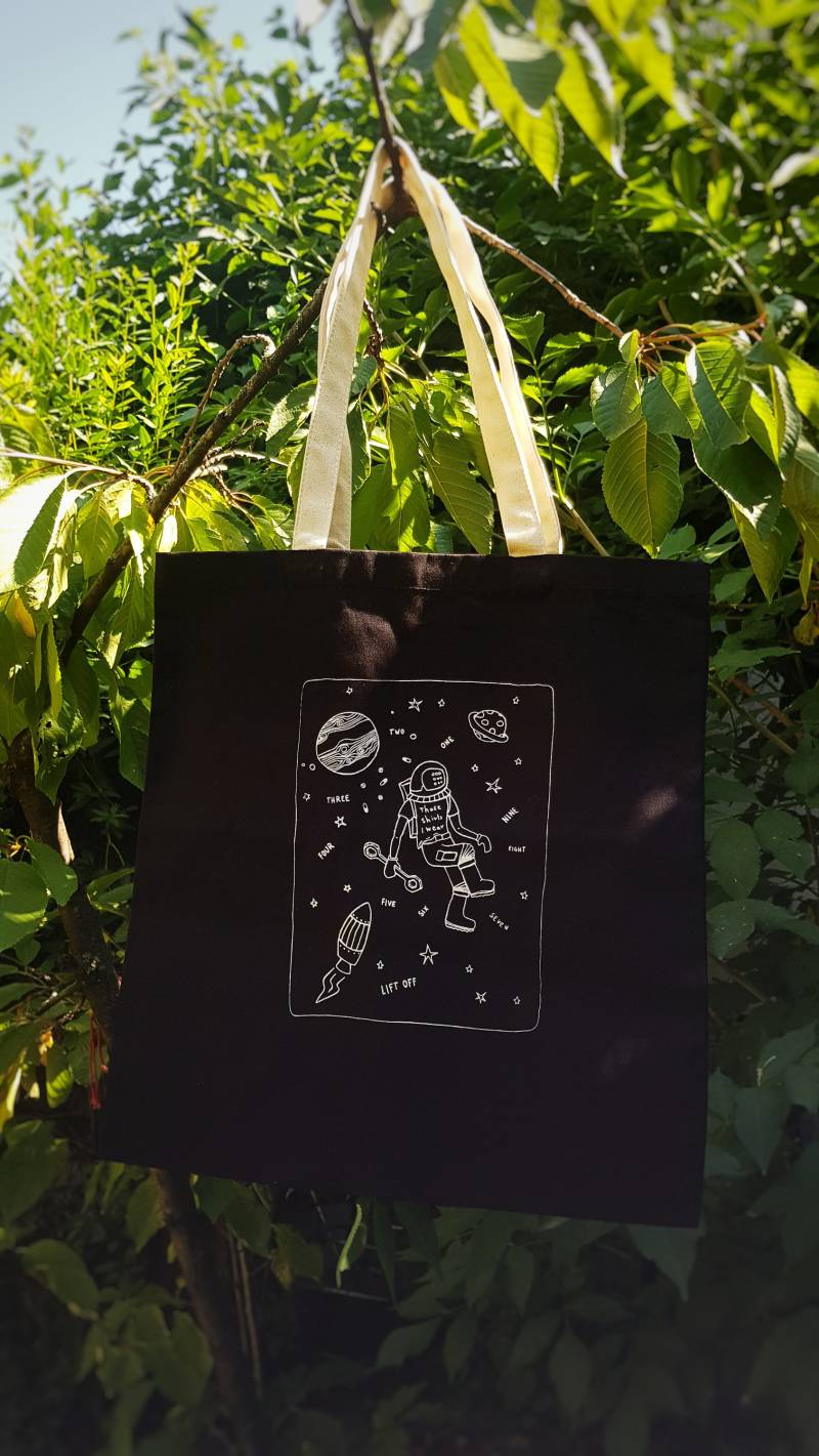 Robuste Astronauten Tasche // Songktext Weltraum Siebdruck Handgemacht Illustration Bio Baumwolltasche Geschenk von EmbracingJellyfish