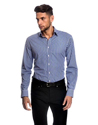 Embraer Herren-Hemd Slim-Fit tailliert bügelleicht 100% Baumwolle kariert - Männer lang-arm Hemden für Anzug Krawatte Business Hochzeit Freizeit oder unter Pullover dunkelblau 37-38 Embraer Herren-Hemd Slim-Fit tailliert bügelleicht 100% Baumwolle kariert - Männer lang-arm Hemden für Anzug Krawatte Business Hochzeit Freizeit oder unter Pullover dunkelblau 37-38 von Embraer