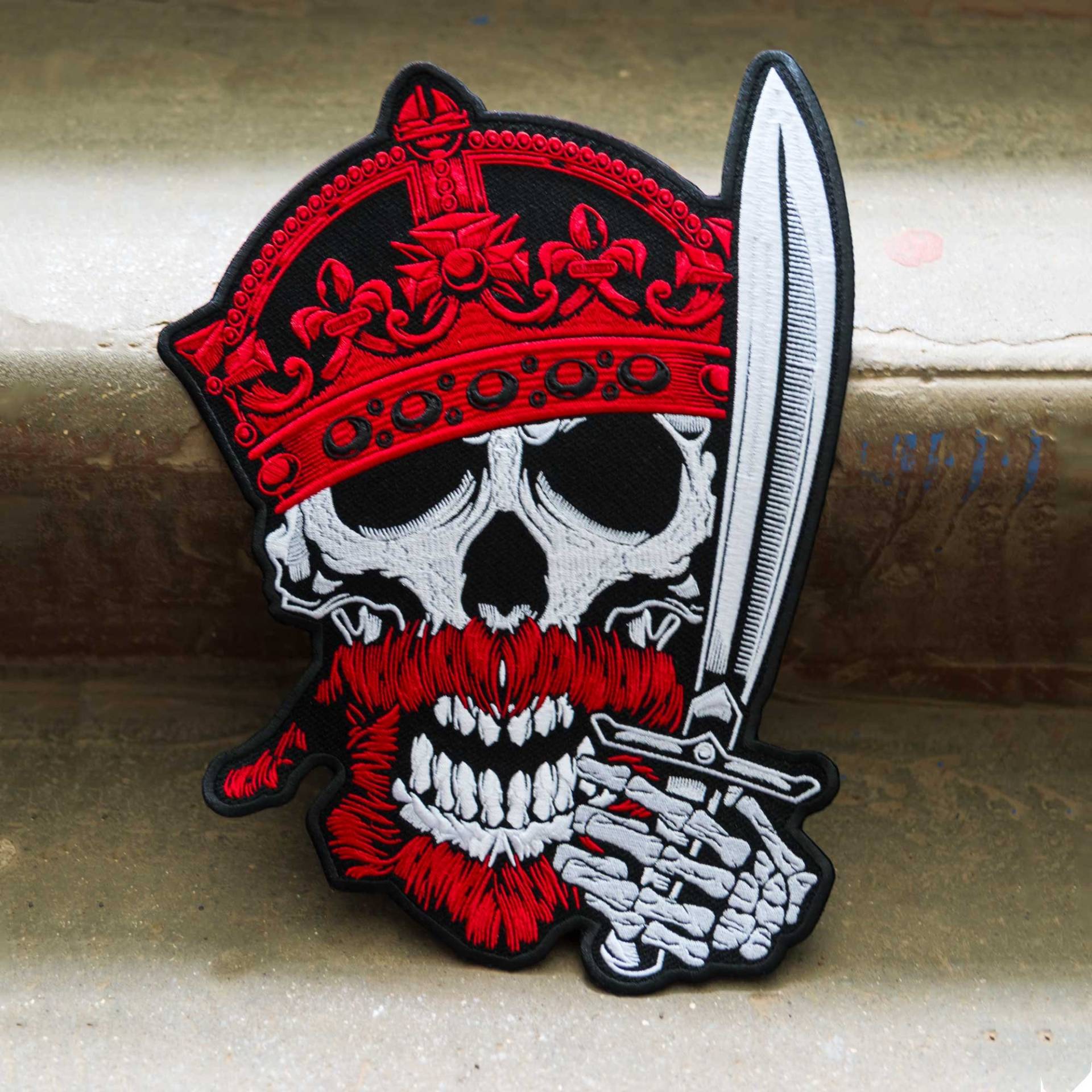 Rücken Patches Für Jacken, Biker Scull Patches, Große Aufnäher Weiß, Rot, Schwarz von EmbroGoods