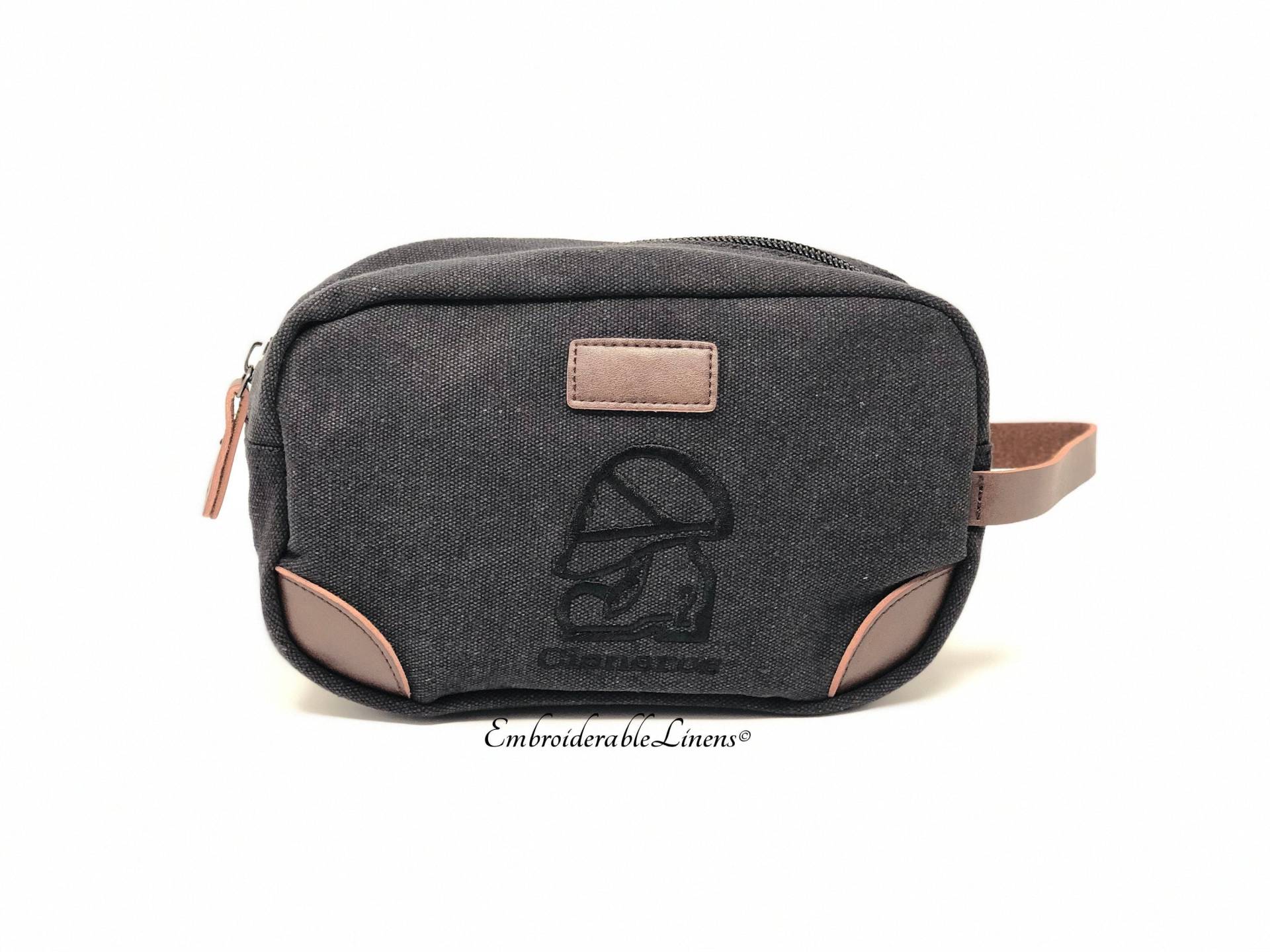 Herren Reise Kulturbeutel Canvas Individuell Mit Monogramm von Embroiderablelinens1