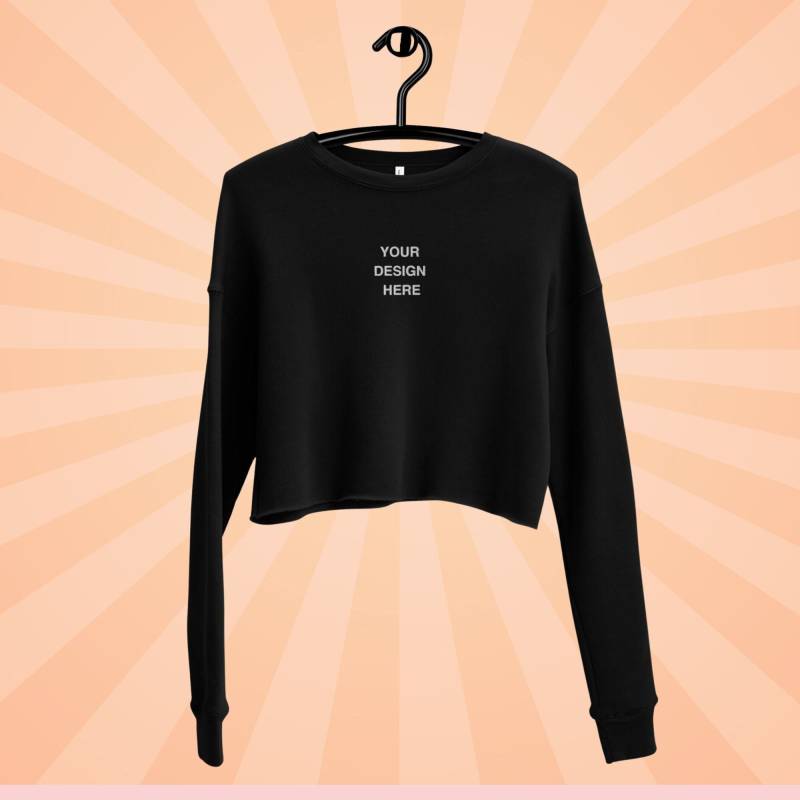 Individuell Besticktes Crop-Sweatshirt Personalisiertes Geschenk Für Frauen Mit Rundhalsausschnitt von EmbroideredButterfly