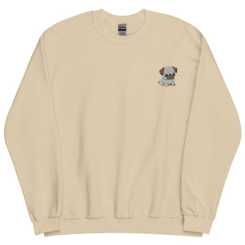 Welpe Mops Besticktes Sweatshirt Unisex Crewneck Pullover Langarm Hundeliebhaber Geschenk von EmbroideredButterfly