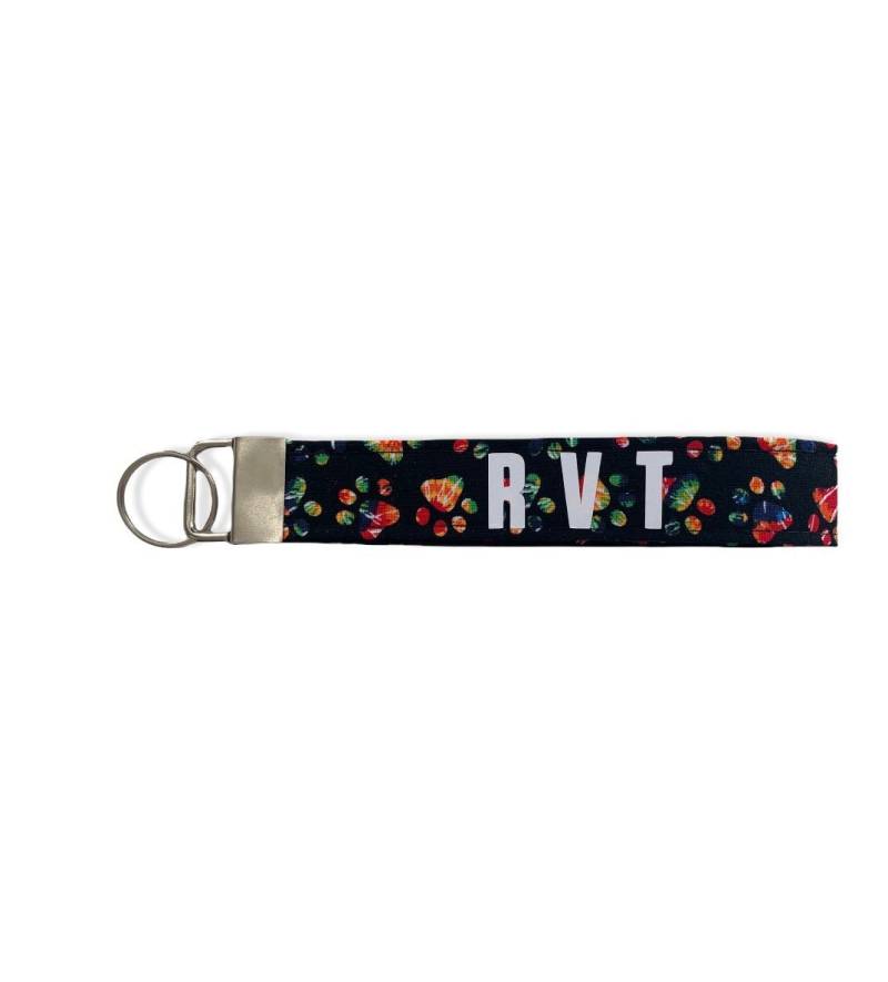 Rvt Schlüsselanhänger Schwarz Bunt Batik Pawprints Geschenk Wertschätzung Registered Vet Tech von EmbroideredInc