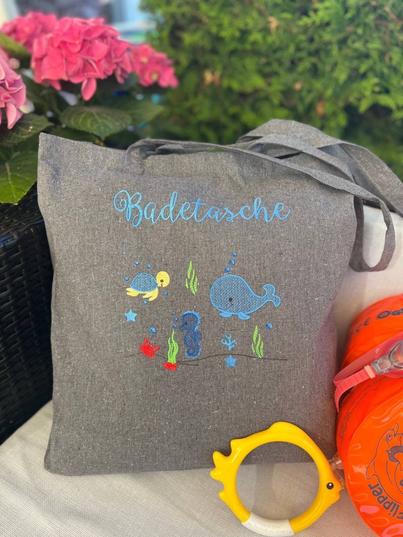 Badetasche Bestickt, Jutetasche, Baumwolltasche, 38 X 42 cm, Optional Personalisiert von EmbroideryGeschenke