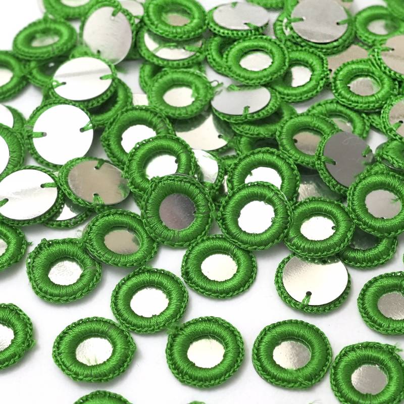 100 Stück, 18mm Grüne Häkelringe Mit Metallspiegel -Emb1460 von EmbroideryMaterial