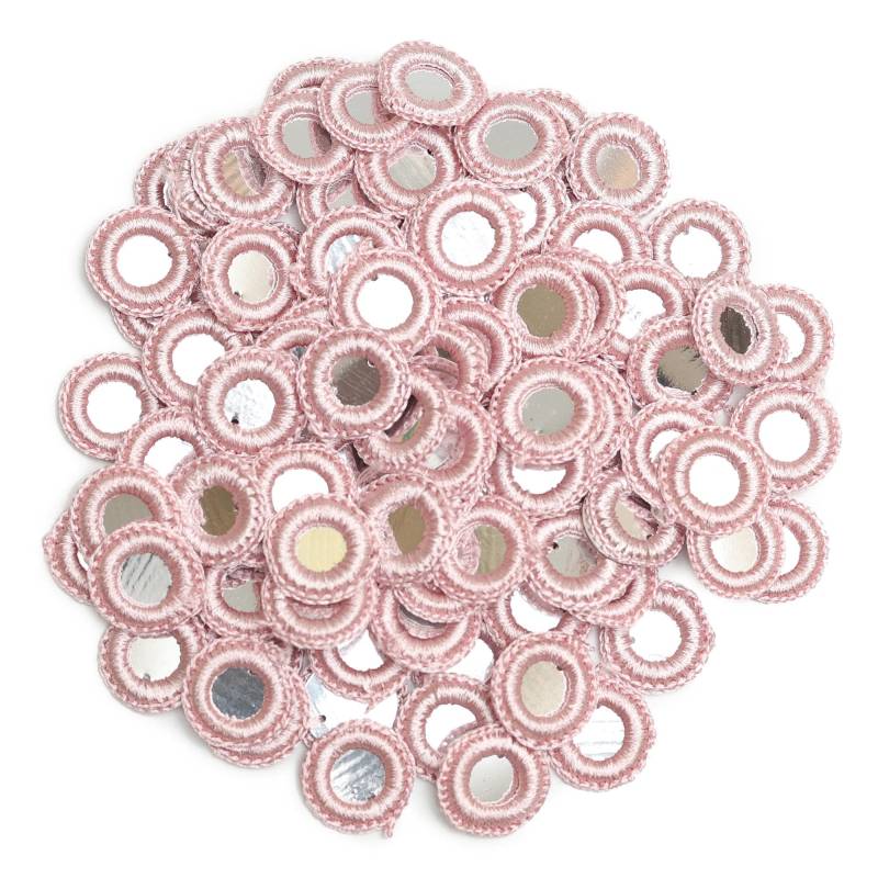 100 Teile, Gehäkelter Spiegel/ Indisch Spiegel/Spiegelapplikationen/Gefädelte Ringe Mit Glänzenden Pailletten Zum Aufnähen/Applikation Basteln von EmbroideryMaterial