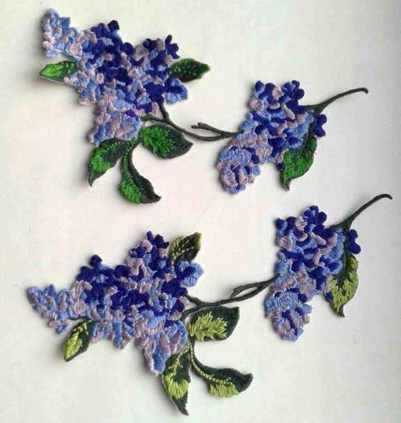 Moks104(P Set 2 Stück Zweig Lila Blumen Bestickt Patch von EmbroideryMoks