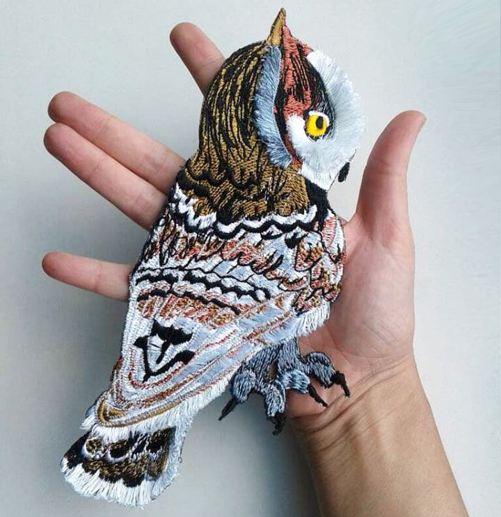 Moks105(P Eule Vogel Bestickter Aufnäher von EmbroideryMoks