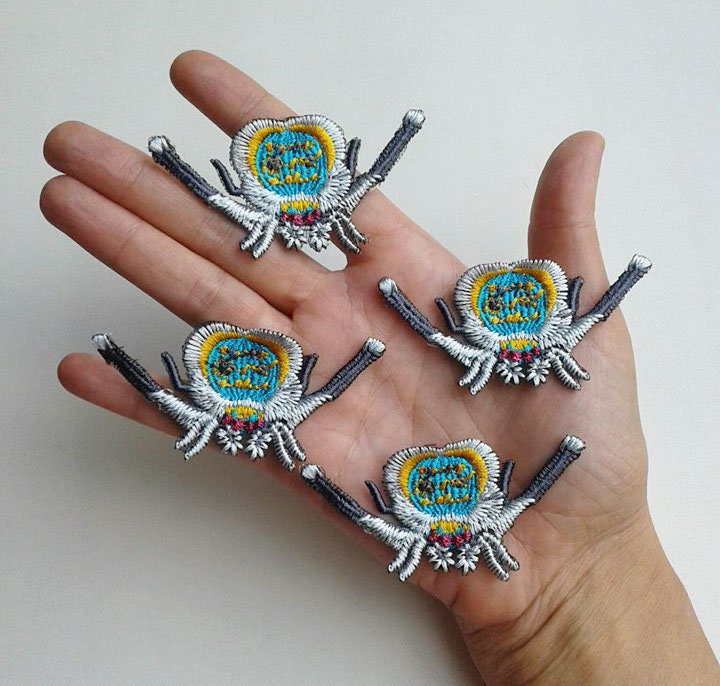 Moks129(P Set 4 Stück Aufnäher, Pfau Spinne Aufnäher Insekt von EmbroideryMoks