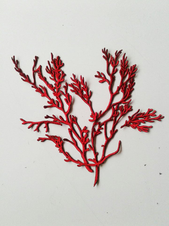 Moks156(P Set Roter Korallen Bestickter Aufnäher von EmbroideryMoks