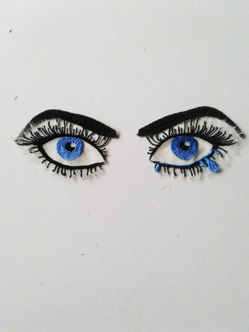 Moks162(P Paar Weinende Augen, Crybaby Aufnäher von EmbroideryMoks