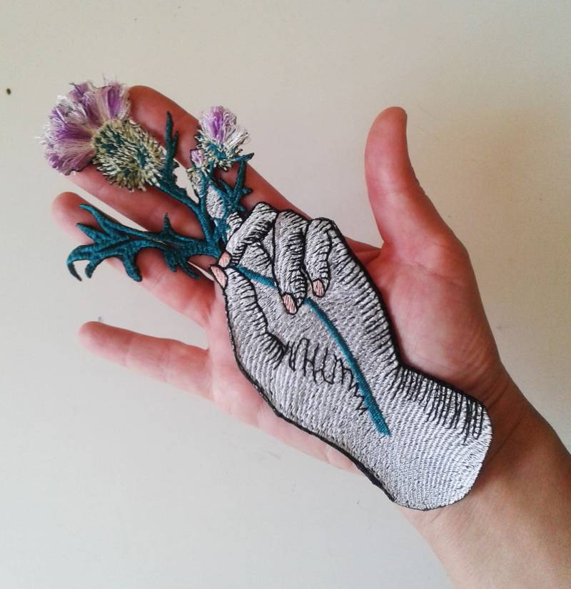 Moks184(P Hand Mit Distel Embroidery Patch Moks184(P Hand Mit Distel Embroidery Patch von EmbroideryMoks
