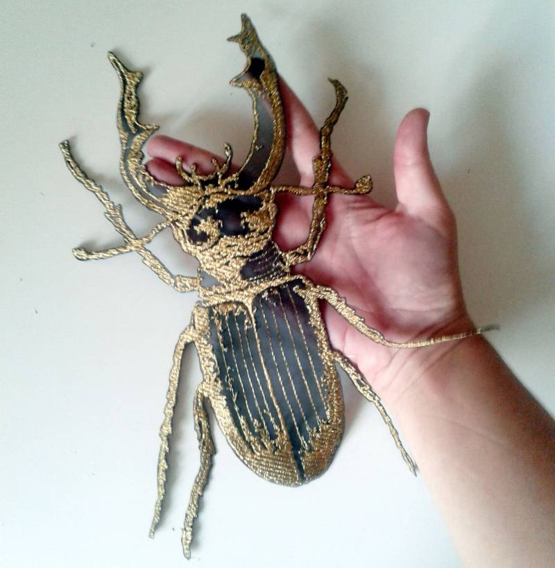 Moks186(P Großer Insekten Aufnäher - Käfer Horn von EmbroideryMoks