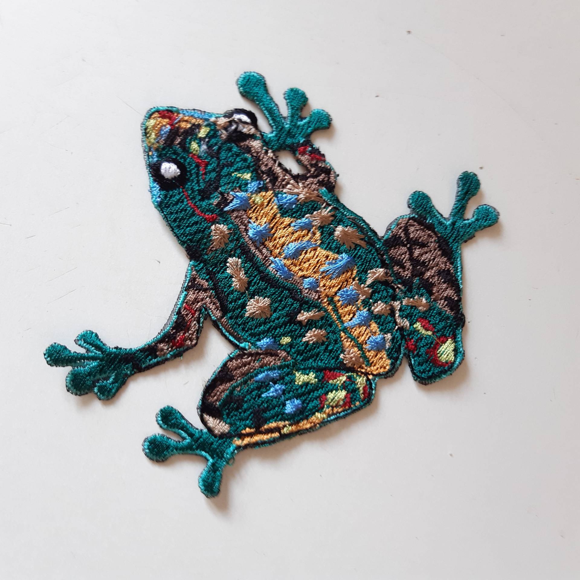 Moks470 Frosch Stickerei Aufnäher, Wild Life Applikation, Sumpf Aufnäher von EmbroideryMoks