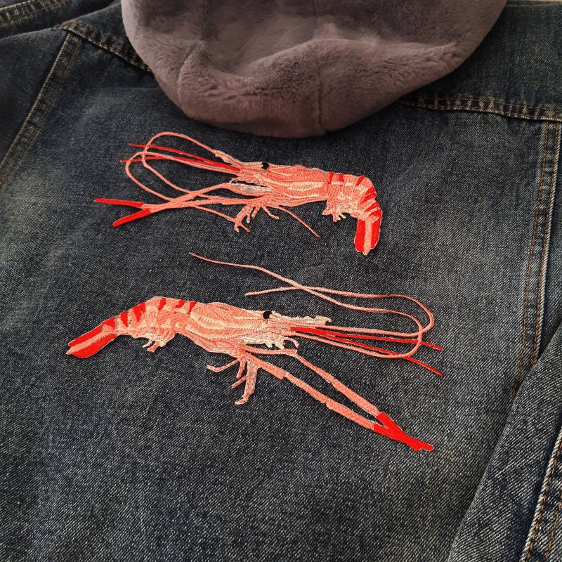 Moks601 Set Pink Shrimps Großer Aufnäher, 2 Stk von EmbroideryMoks