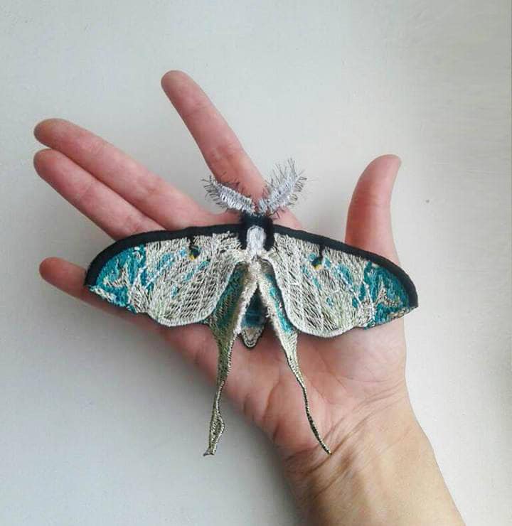 Moks99(P Schmetterling Luna Motte Flügel Insekt Bestickter Aufnäher von EmbroideryMoks