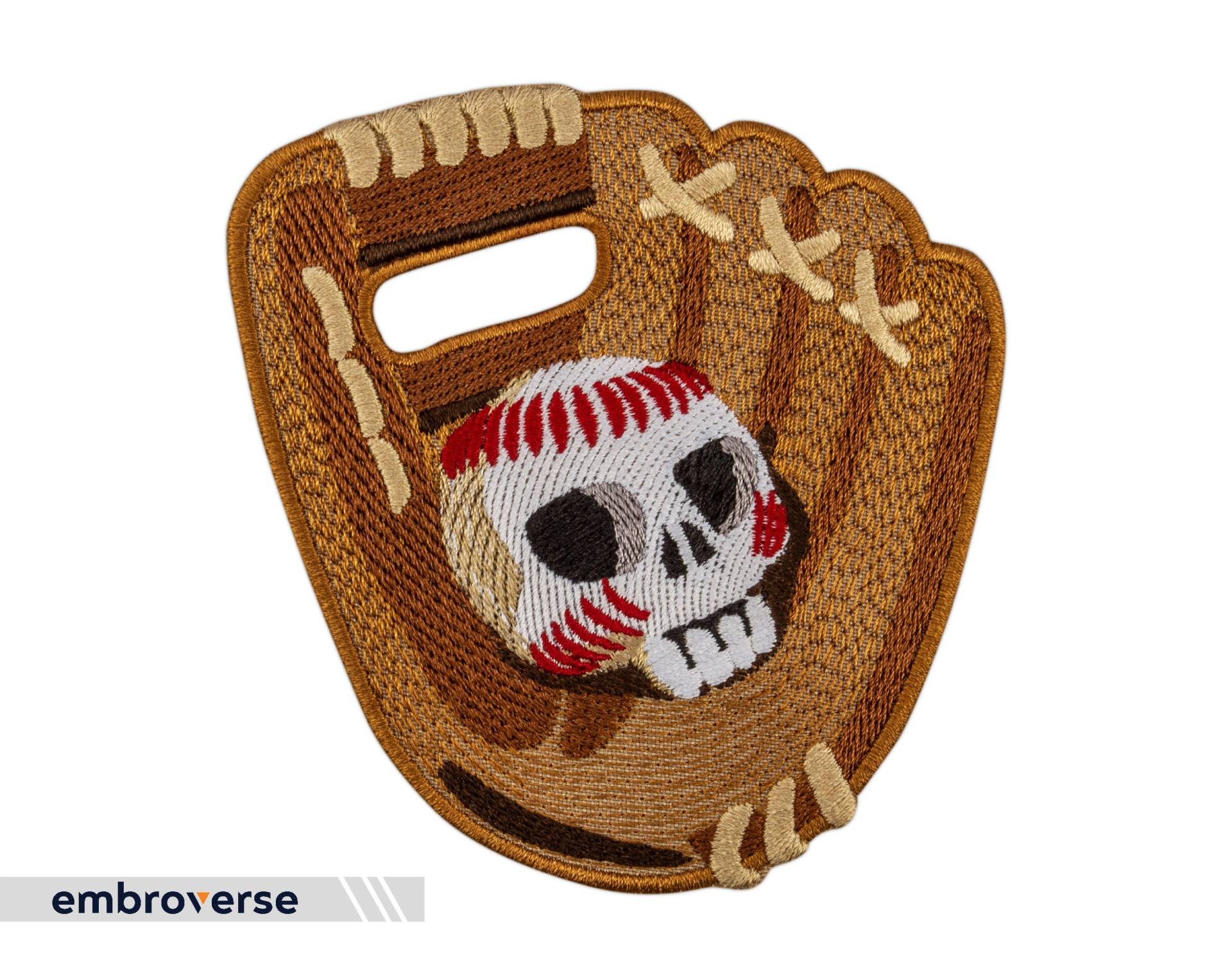 Baseball Softball Handschuh Patch - Schädel-Ball Bestickt Sport Symbol Eisen Auf Patches Größe 3, 9 X 3, 5 Zoll von Embroverse