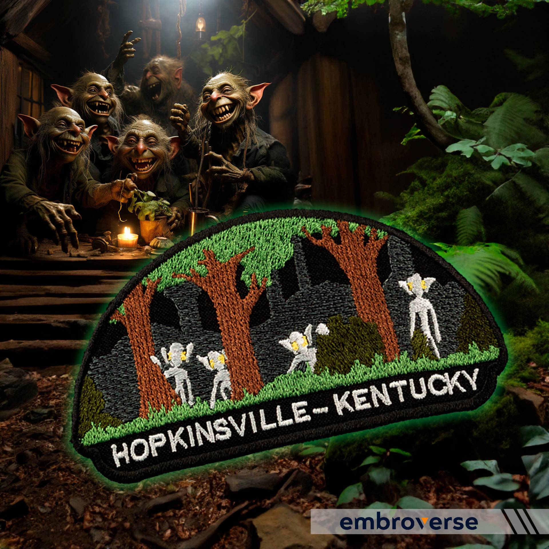 Hopkinsville Goblins Patch - Kentucky Usa Cryptids Aufnäher Zum Aufbügeln Größe 14, 5 X 2, 6 Zoll von Embroverse