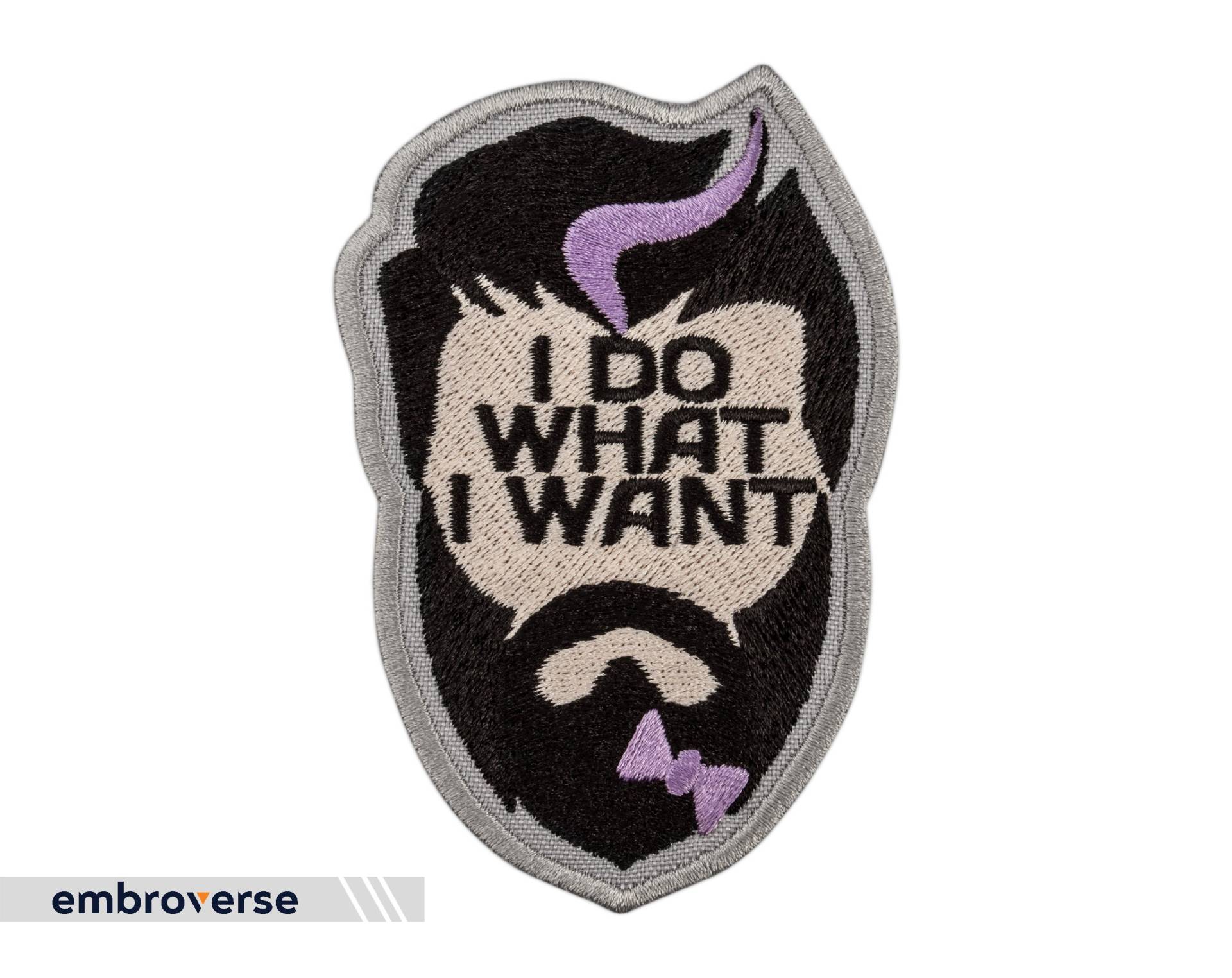 I Do What Want Patch - Bartmannskopf Bestickter Text Spruch Aufnäher/Bügeln Größe 2, 6 X 3, 9 Zoll von Embroverse