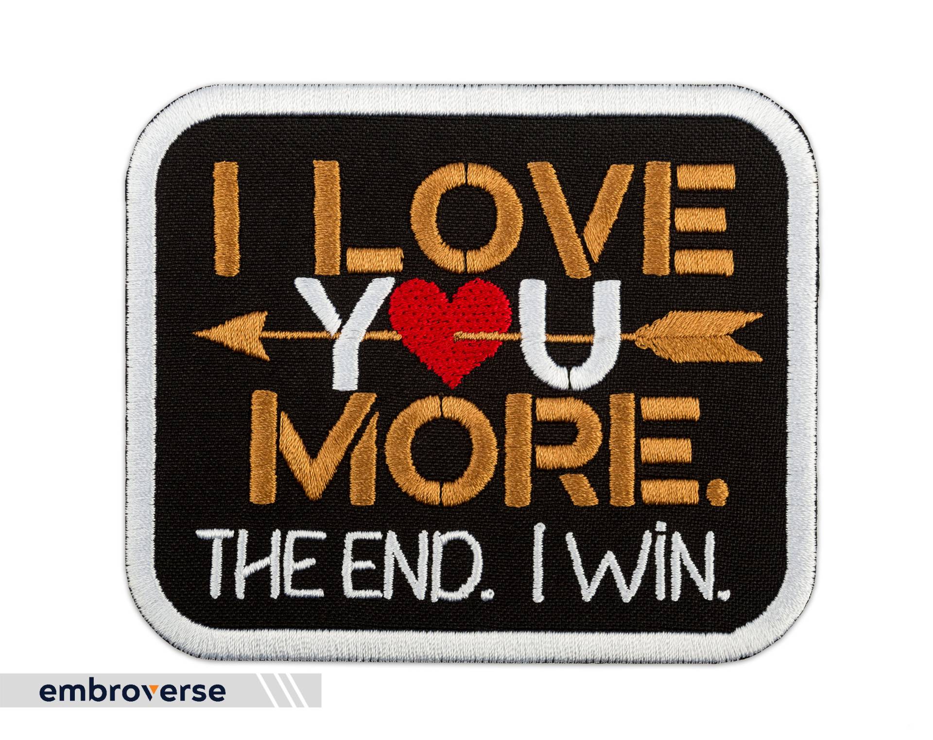 I Love You More Patch - Lustiges Valentinstagsgeschenk Game Besticktes Bügeleisen Größe 3, 9 X 3, 3 Zoll von Embroverse