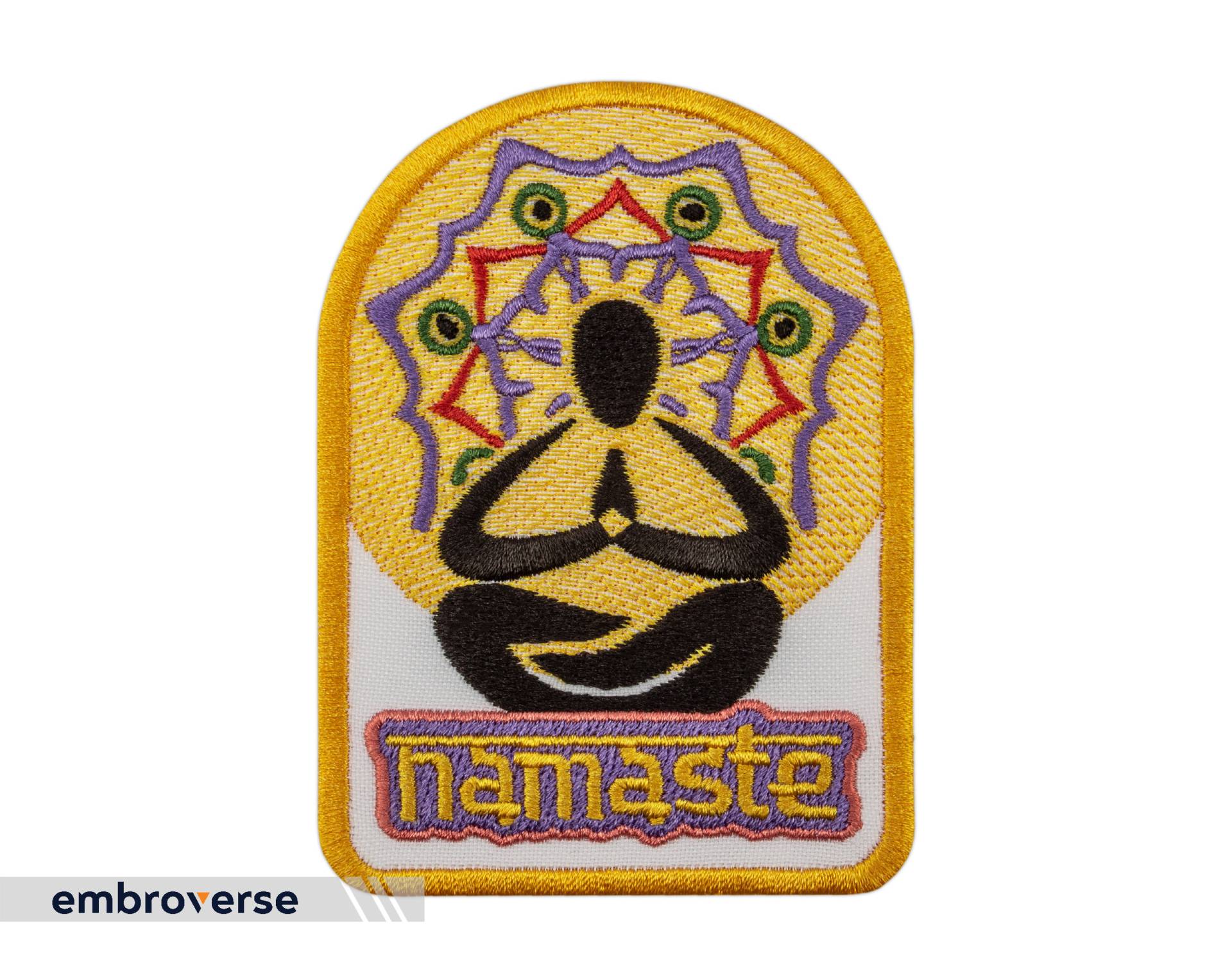 Namaste Patch - Bestickt Yoga Inspirierende Zitat Eisen Auf Patches Größe 2, 8 X 3, 8 Zoll von Embroverse