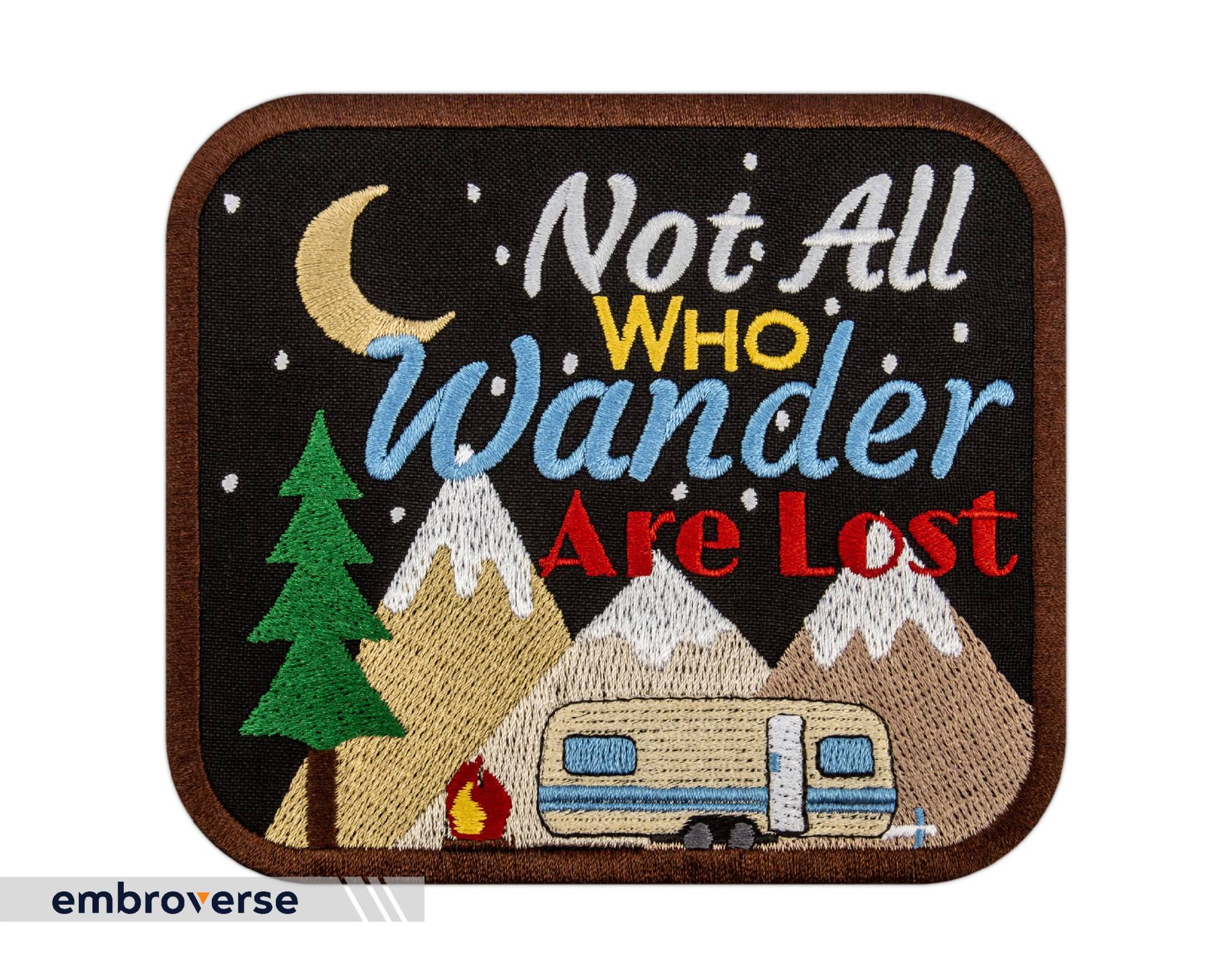 Not All Who Wander Are Lost - Camping Style Reise Aufnäher Aufbügler Größe 14 X 12 cm von Embroverse