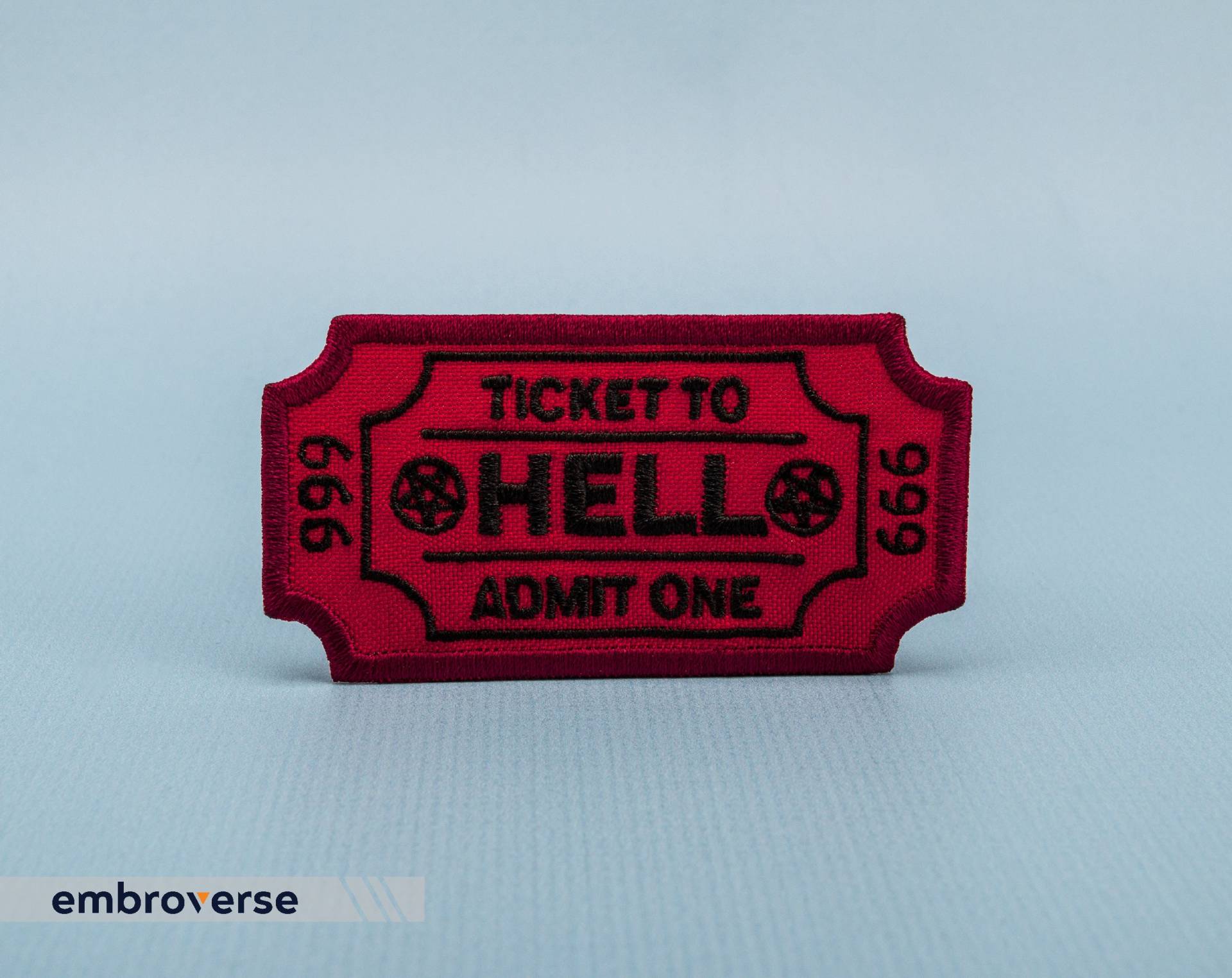Ticket To Hell Aufnäher - Geben Sie Ein Gesticktes Dämon Lustiges Zitat Aufbügler Größe 3, 1 X 1.7 Zoll Ticket To Hell Aufnäher - Geben Sie Ein Gesticktes Dämon Lustiges Zitat Aufbügler Größe 3, 1 X 1.7 Zoll von Embroverse