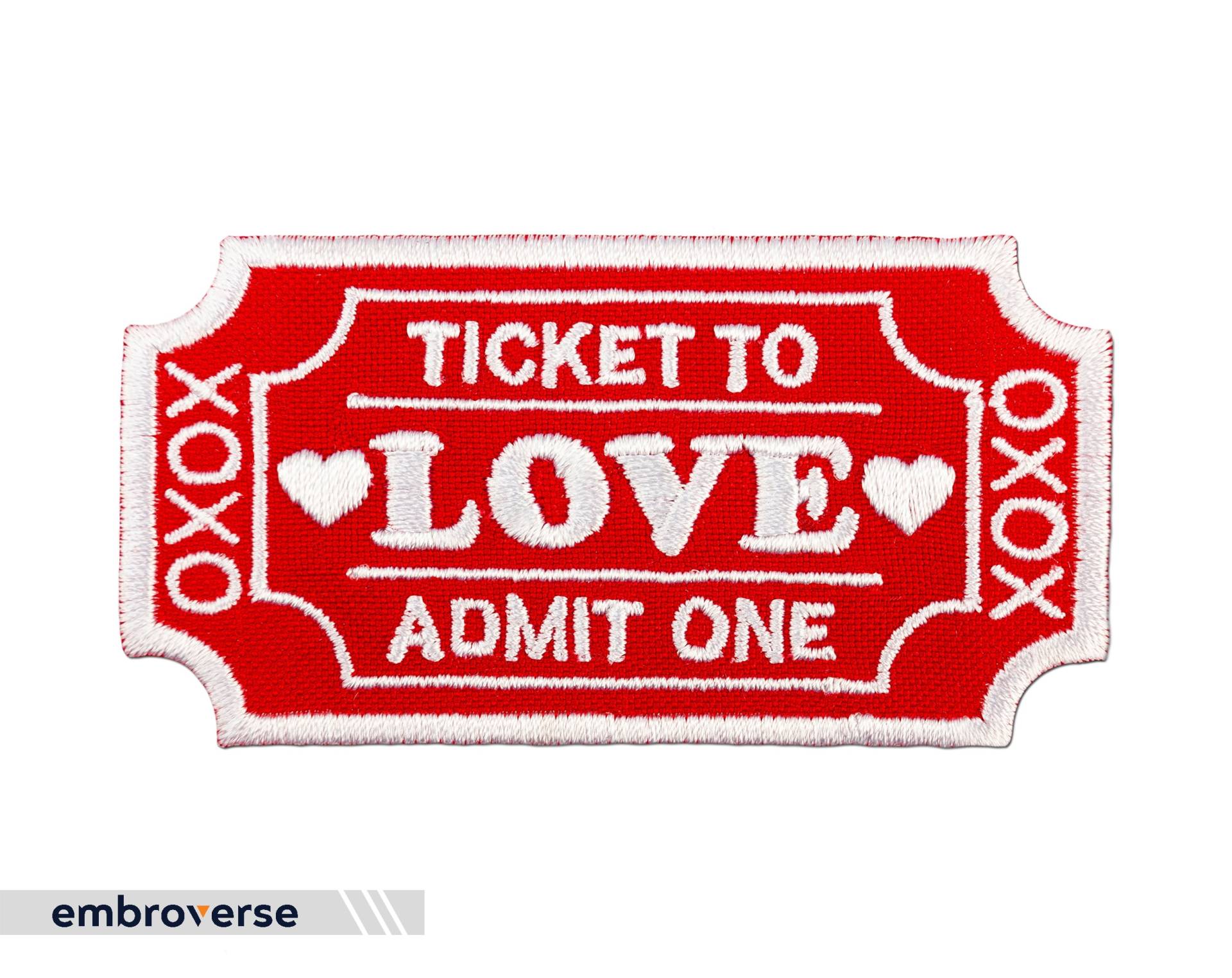 Ticket To Love Patch - Lustiges Valentinstagsgeschenk Game Besticktes Bügeleisen Größe 3, 1 X 1, 7 Zoll von Embroverse