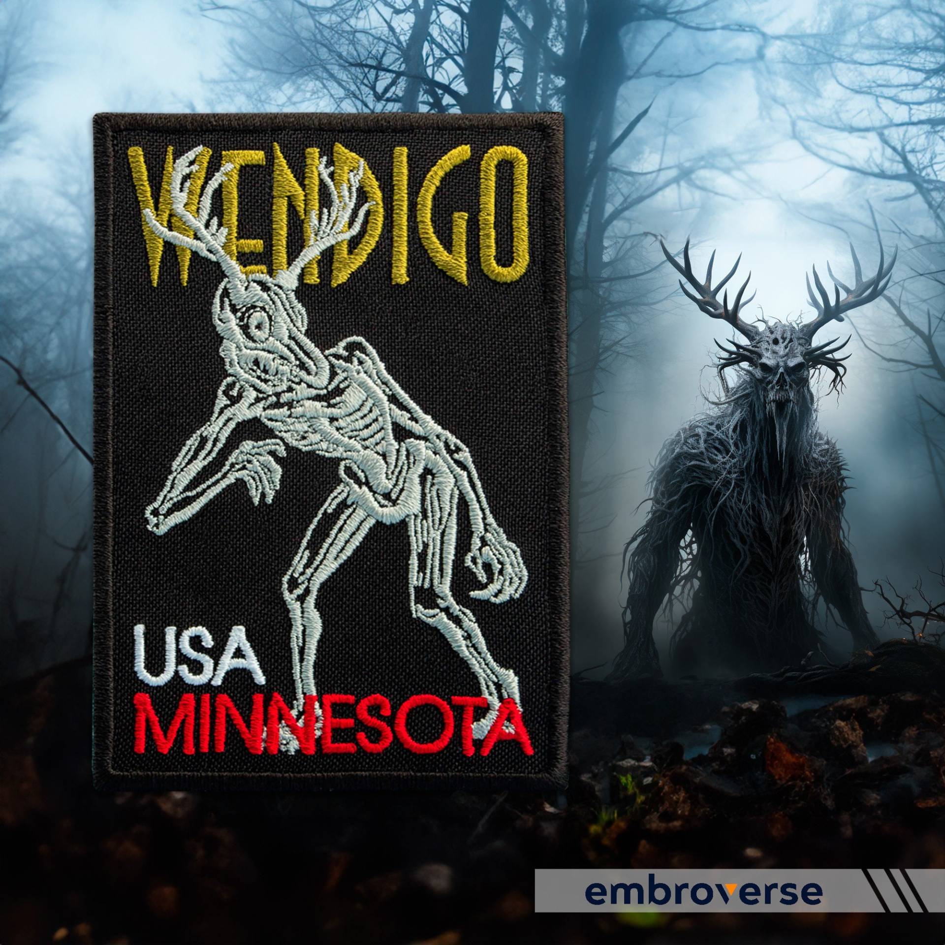 Wendigo Patch - Mystic Evil Spirit, Minnesota, Usa Reise Aufnäher Gestickt Aufbügler 2, 8 X 3, 9 Zoll von Embroverse