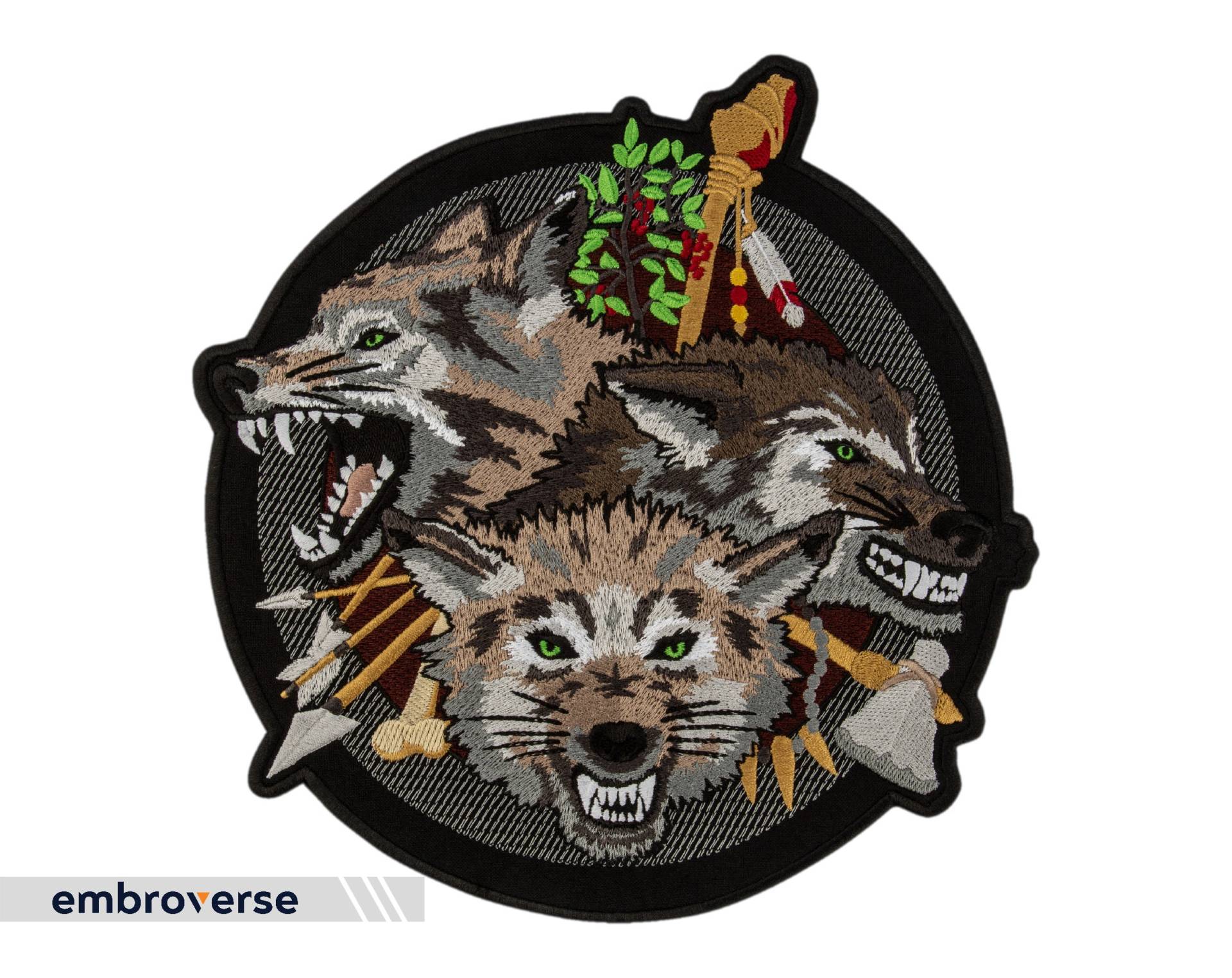 Wolf Großer Rücken Aufnäher - Angry Wild Animal Ethnic Totem Emblem Gestickt Aufbügler Größe 26 X 21 cm von Embroverse