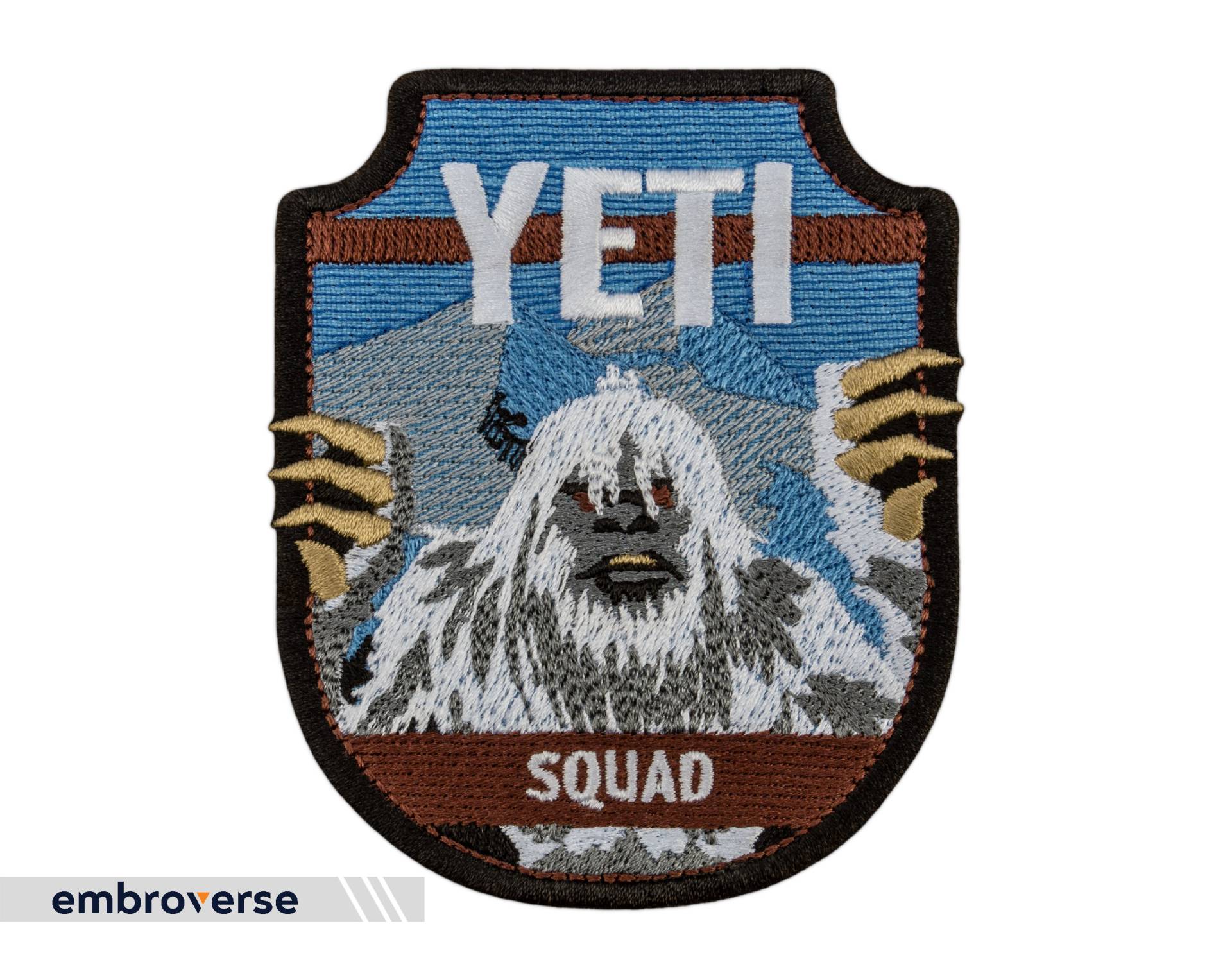 Yeti Squad Patch - Bigfoot Face Sasquatch Kryptozoologie Paranormales Monster Aufnäher/Bügelbild Größe 3, 8 X 3, 1 Zoll von Embroverse