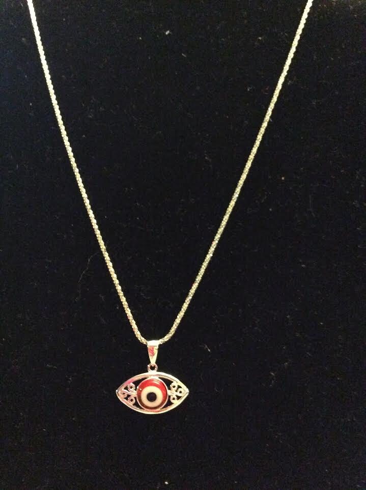 925 Sterling Silber-Rot Und Silber Auge Kurze Halskette 925 Sterling Silber-Rot Und Silber Auge Kurze Halskette von EmeliaHart