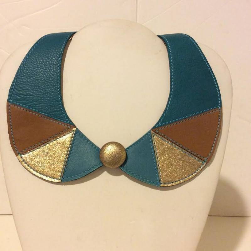 Blau, Braun Und Gold Weiches Leder Halsband Halskette Blau, Braun Und Gold Weiches Leder Halsband Halskette von EmeliaHart