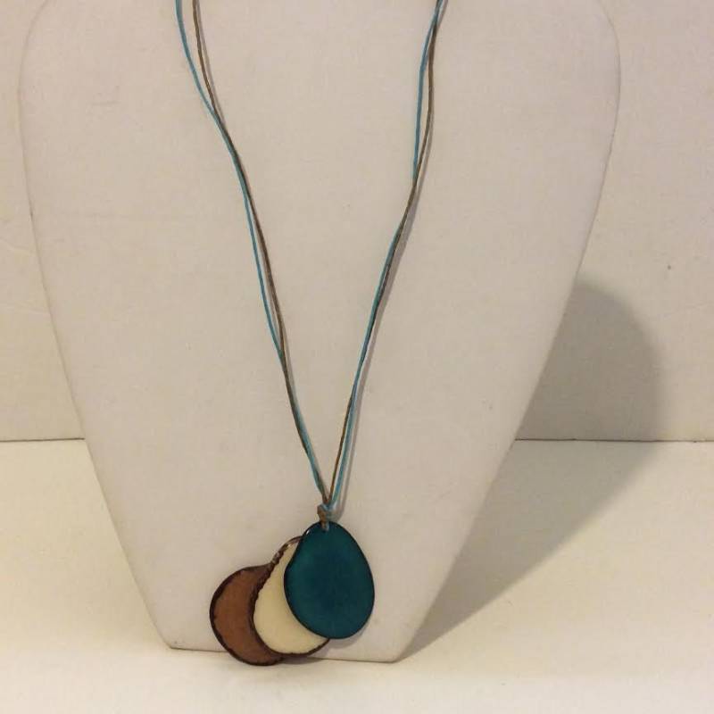 Blau Braun Und Weiß Tagua Samen Perlen Einstellbare Anhänger Necklac Blau Braun Und Weiß Tagua Samen Perlen Einstellbare Anhänger Necklac von EmeliaHart