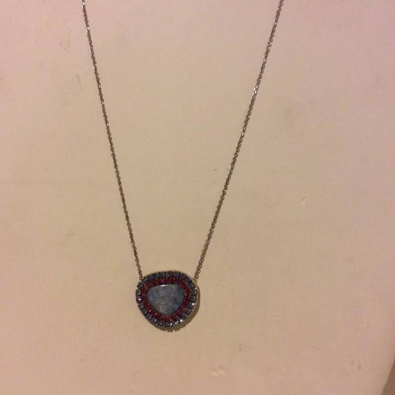 Blau Und Rosa Quarz Druzy Sterling Silber Zarte Halskette Blau Und Rosa Quarz Druzy Sterling Silber Zarte Halskette von EmeliaHart