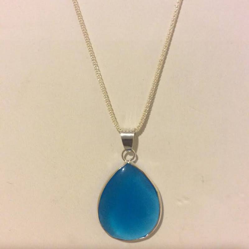 Blau Und Silber Teardrop Anhänger Halskette von EmeliaHart