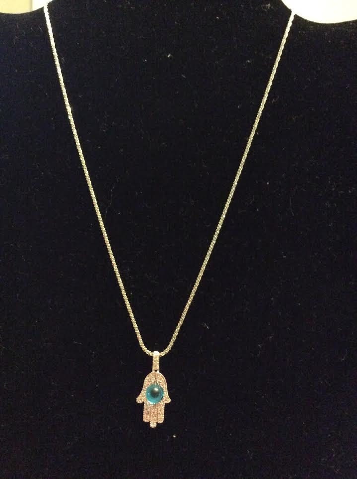 Blauer Stein Und 925 Sterling Silber Kurzer Hand Halskette von EmeliaHart