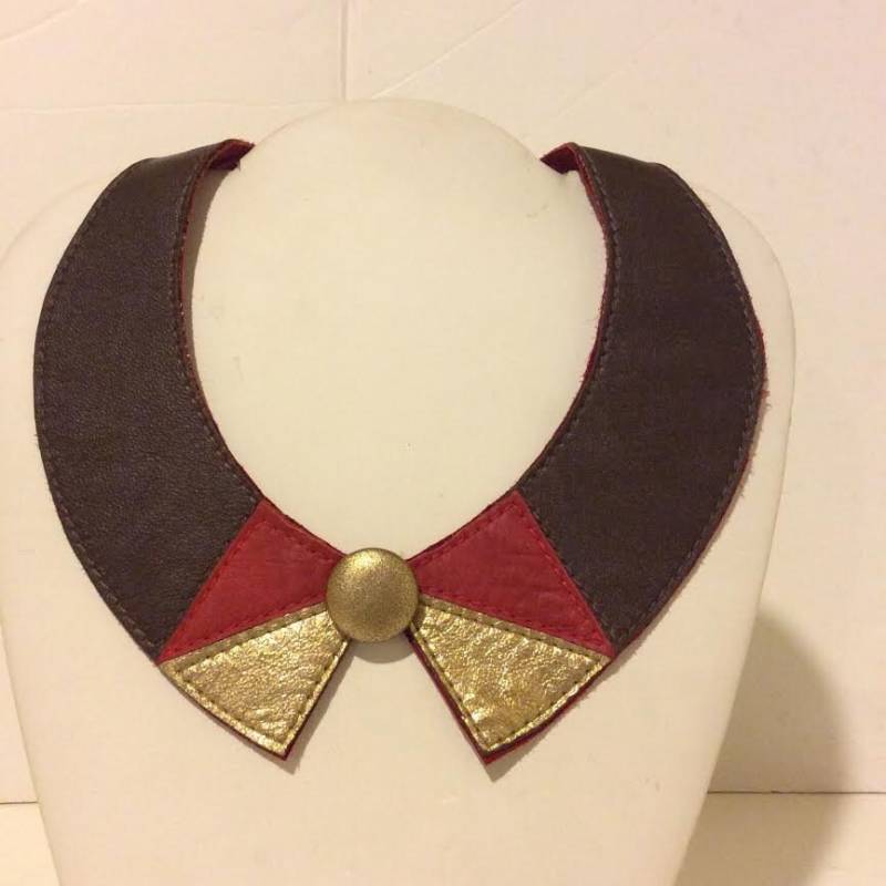 Braun, Rot, Gold, Weichem Leder Halsband Halskette von EmeliaHart