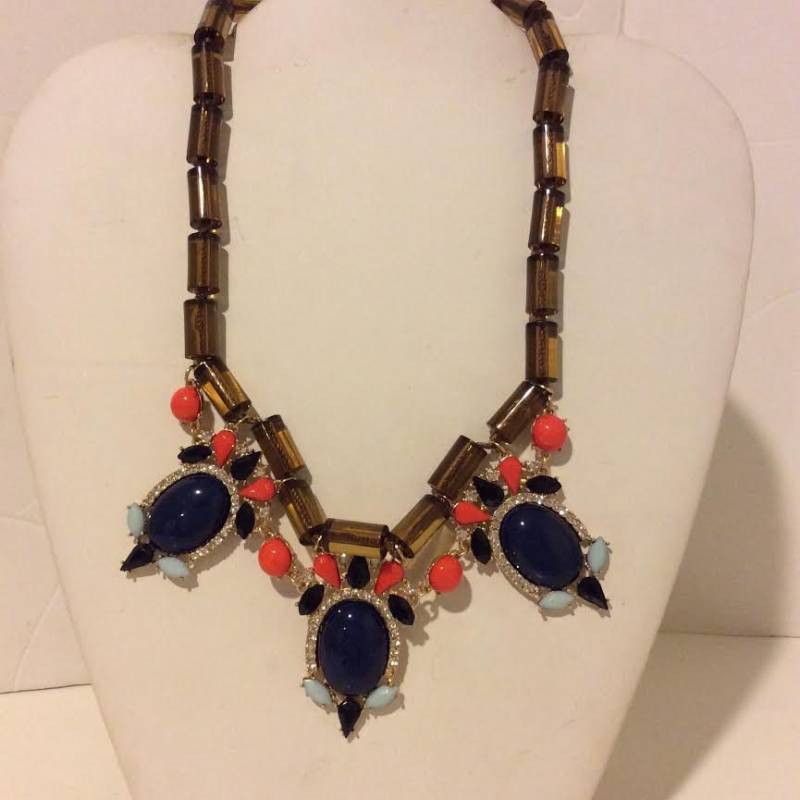 Braun Und Blau Art-Deco Klobige Anweisung Kette von EmeliaHart