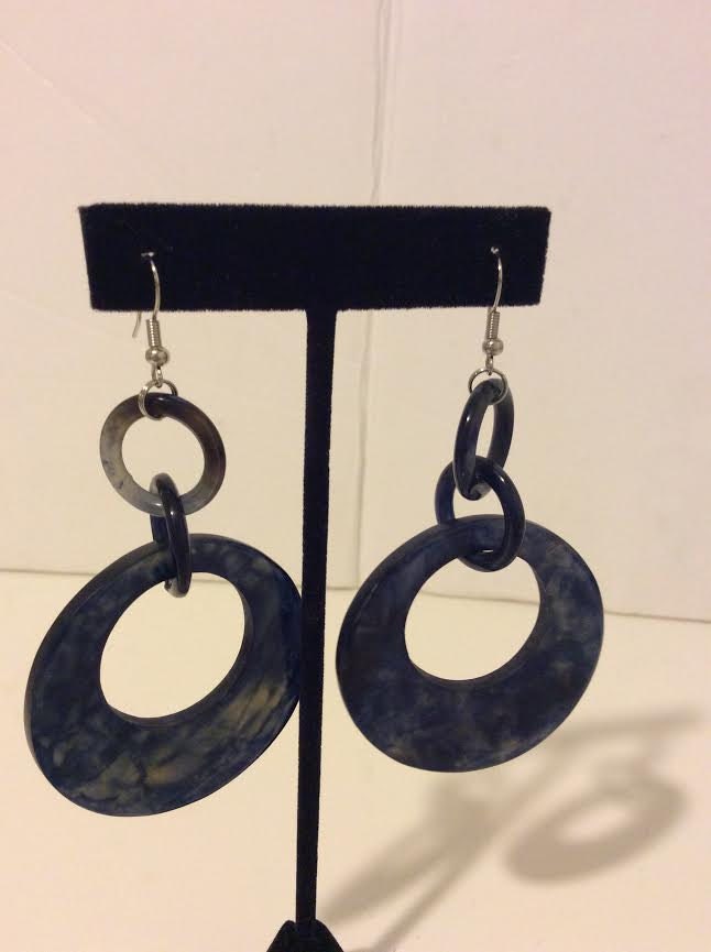 Dunkelblaue Emaille Buffalo Horn Klobige Kreis Creolen von EmeliaHart