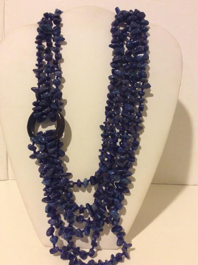 Dunkelblaue Perlen Multi Schicht Klobige Achat Halskette Dunkelblaue Perlen Multi Schicht Klobige Achat Halskette von EmeliaHart
