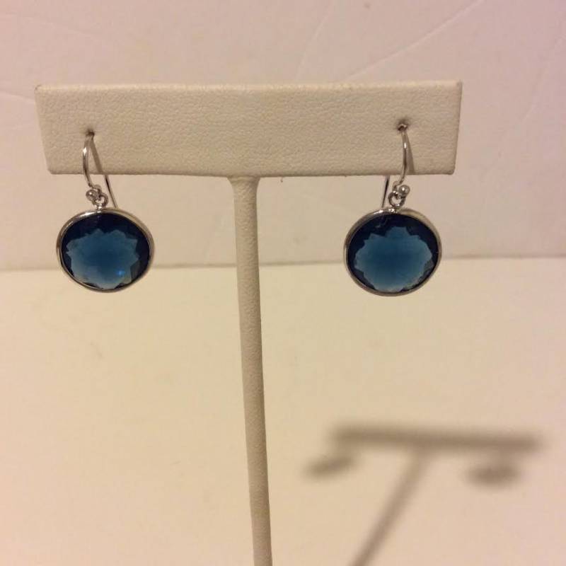 Dunkelblaue Runde Kreis Ohrringe Sterling Silber Dunkelblaue Runde Kreis Ohrringe Sterling Silber von EmeliaHart